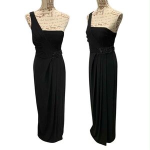 JS Boutique Elegant Black One-Shoulder Dress Size M
